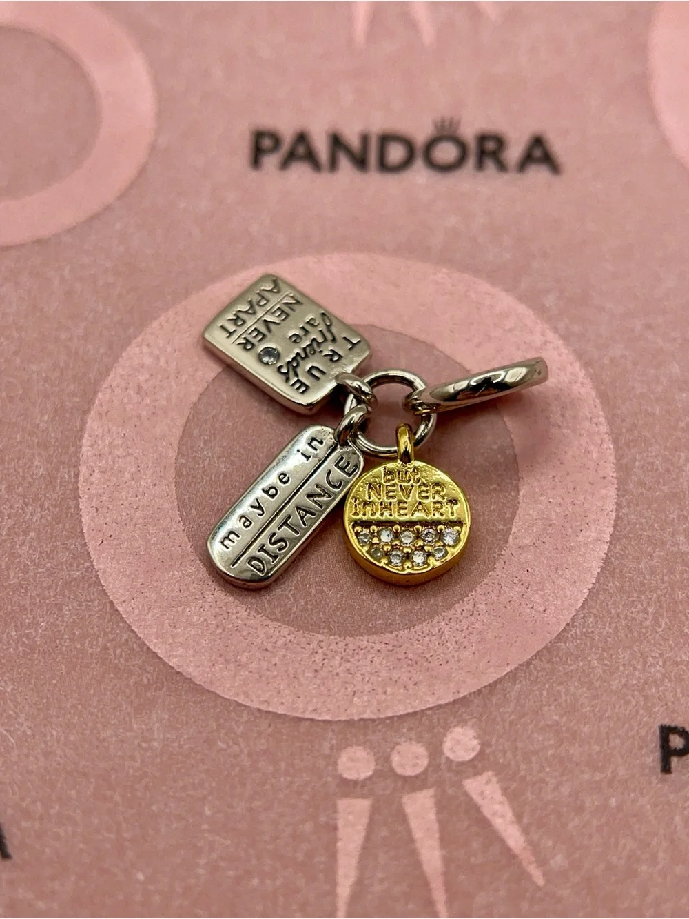 Pandora Friendship Triple Dangle Two-Tone Sterling Silver Charm 762243C01